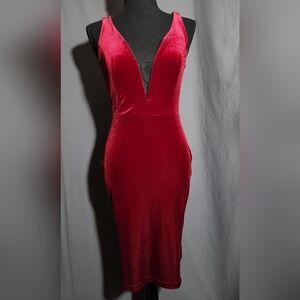Windsor Elegant Red Velvet Backless Dress